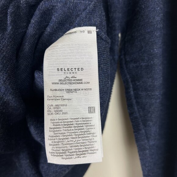 Selected Homme Mens Navy Blue Buddy Crew Neck Sweater - Picture 5 of 7